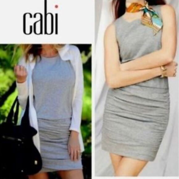 CAbi Everyday Rouched Jersey Knit Tank Dress Heathered Gray 5267 Size Medium - Picture 1 of 4